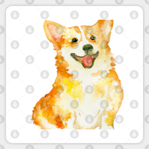 Pembroke Welsh Corgi Watercolor - Gift For Dog Lovers Sticker by Edd Paint Something